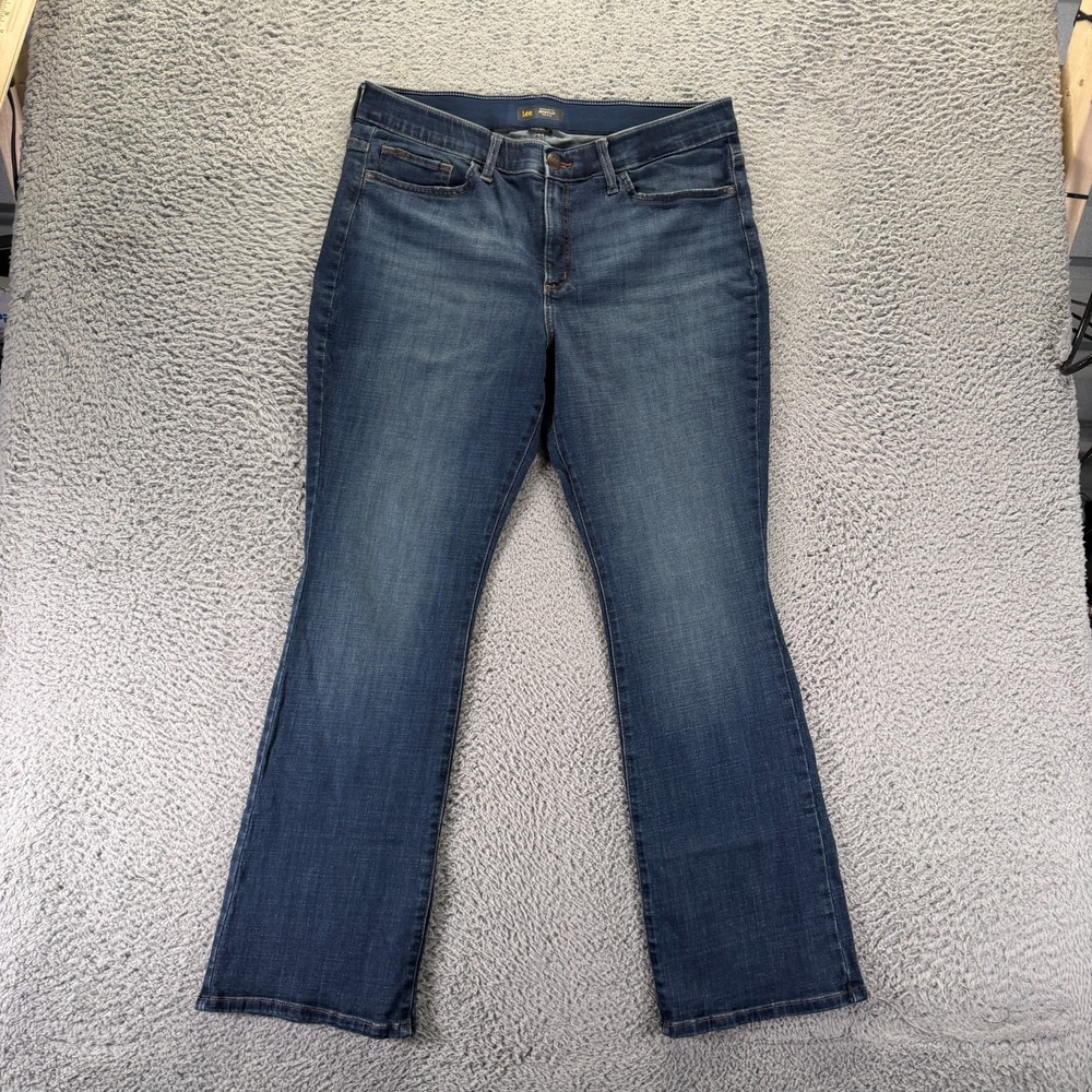 Lee Flex Motion Jeans Women's 16 Blue Cotton Denim Bootcut Leg Faded Stretch